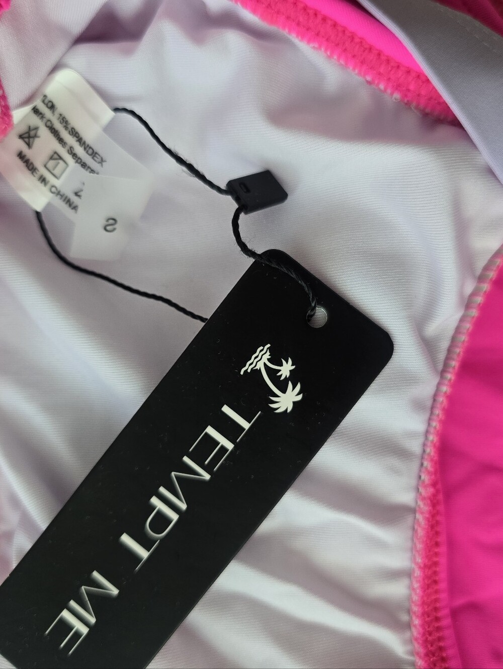 Tempt Me Hot Pink Bikini Set with Lilac Band - Picture 2 of 2